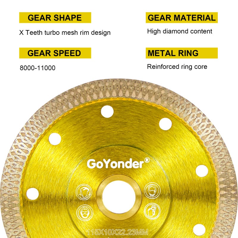 GoYonder شفرة منشار بلاط رفيعة للغاية 4.5 بوصة من GoYonder، شفرة ماسية لآلة الطحن الزاوي، شفرة بلاط جافة ورطبة للبلاط السيراميكي، قطع الخرسانة، الجرانيت - Image 5